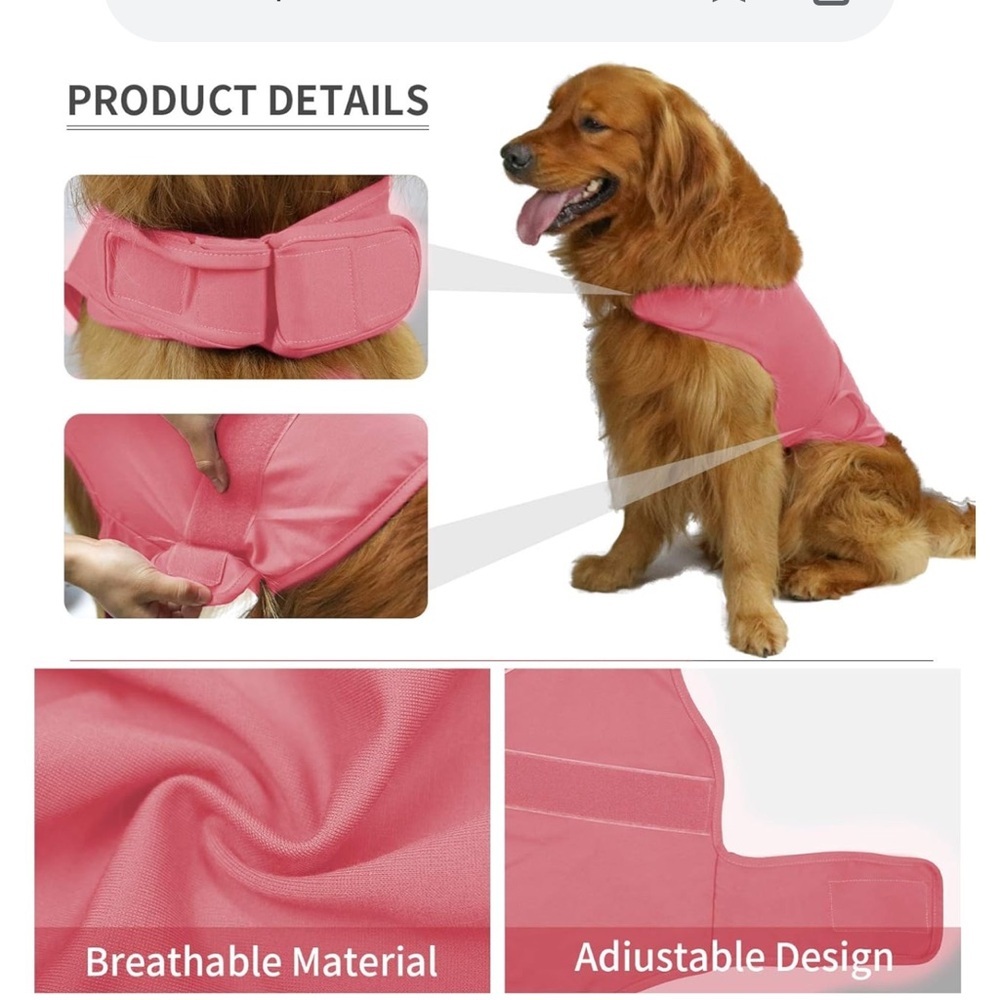Breathable Dog Shirt For Thunderstorm, Dog Anxiety Vest Jacket Warp Size XL